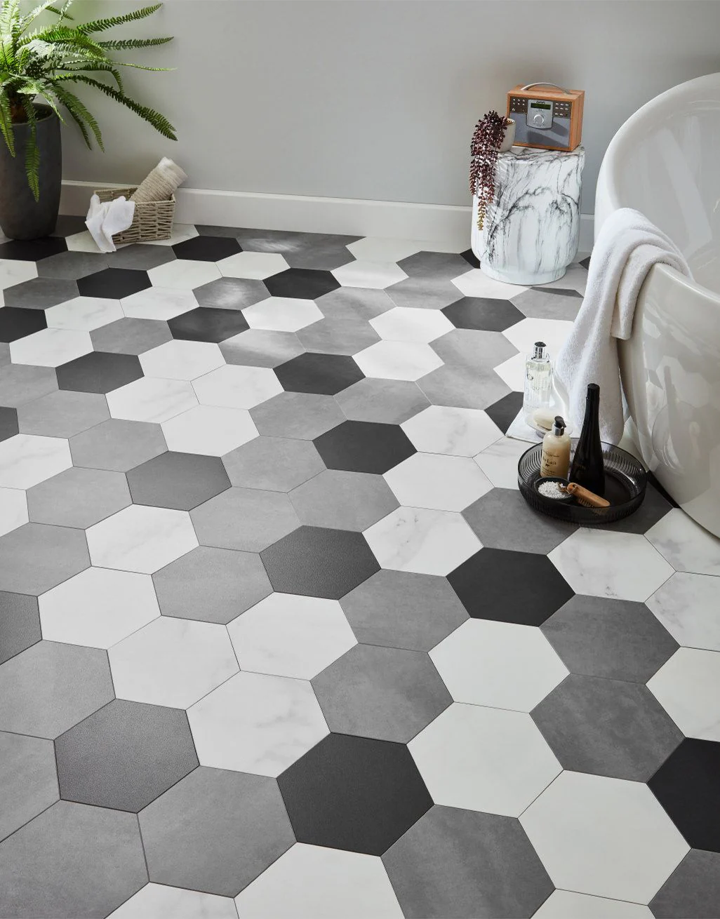 Asenso Aurora Rectangle Hex Tile - Dove Grey - Image 4