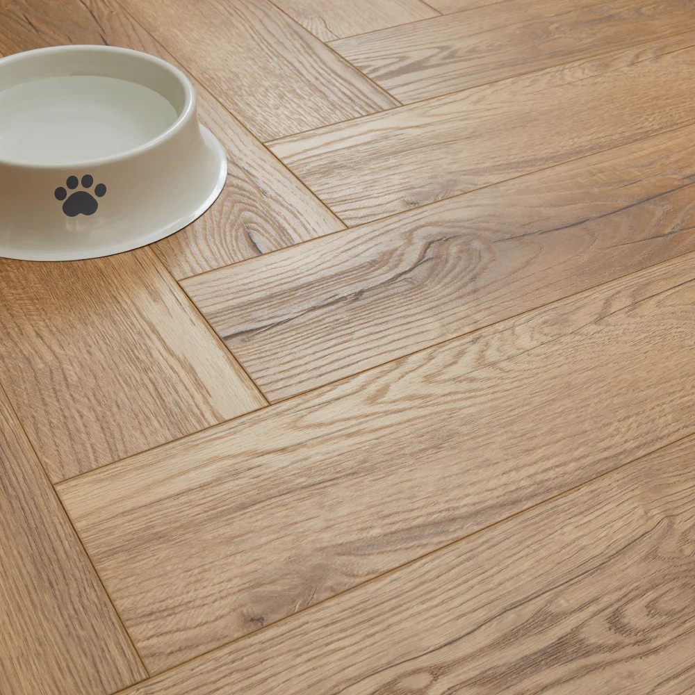 Kronotex Grasmere Herringbone 8mm Laminate Flooring - Bright Natural Oak - Image 3