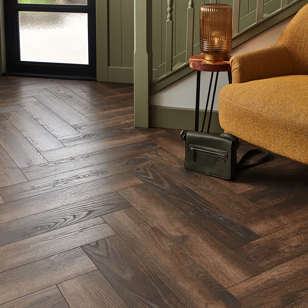 Kronotex Grasmere Herringbone 8mm Laminate Flooring - Espresso Oak - Image 3