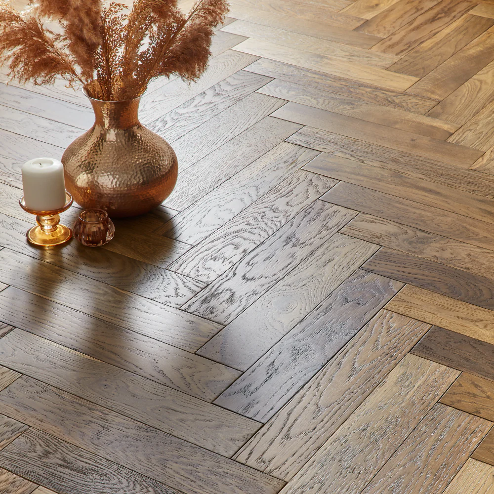 Nordic Herringbone 12mm Engineered Wood Flooring - Brushed Smoked Lacquer - Image 3