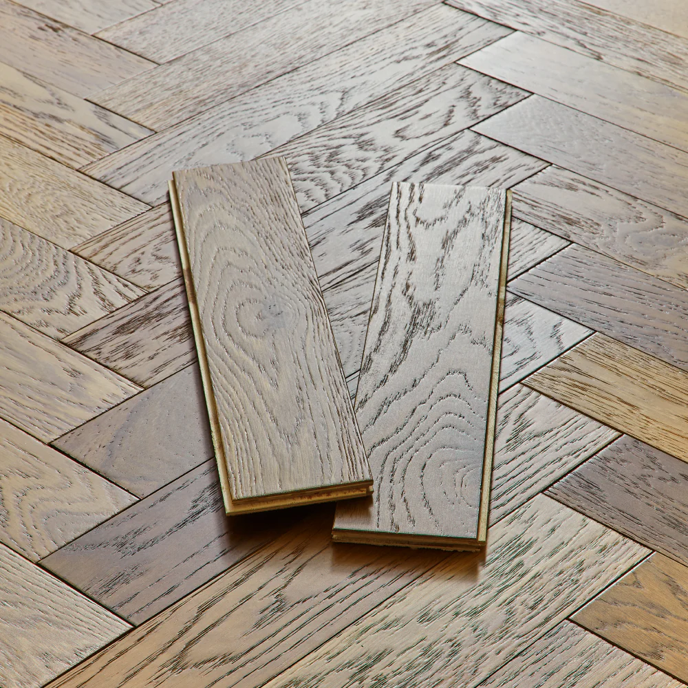 Nordic Herringbone 12mm Engineered Wood Flooring - Brushed Smoked Lacquer - Image 4