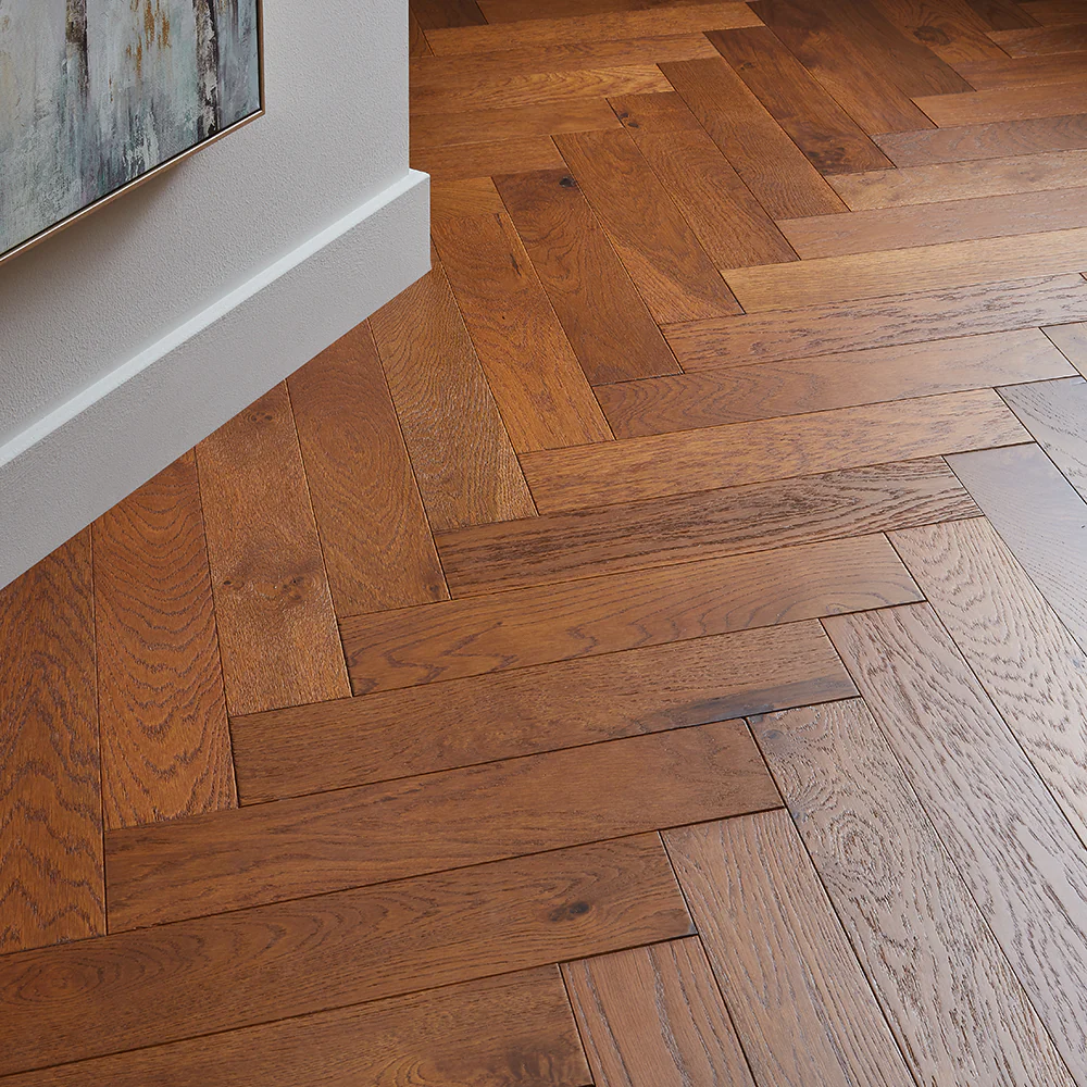 Nordic Herringbone 12mm Engineered Wood Flooring - Brushed Smoked Stained Lacquer - Image 2