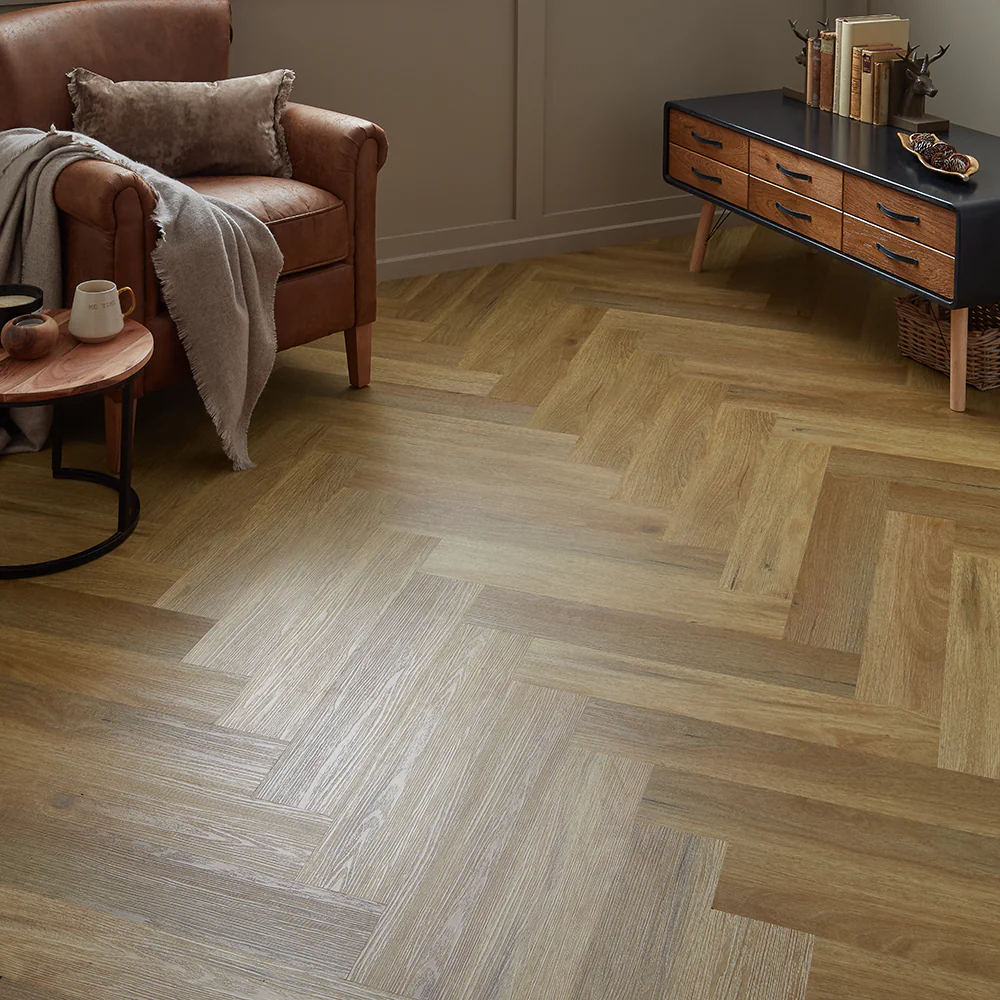 Scafell 5.2mm SPC Herringbone Flooring - Herringbone Natural Oak - Image 3